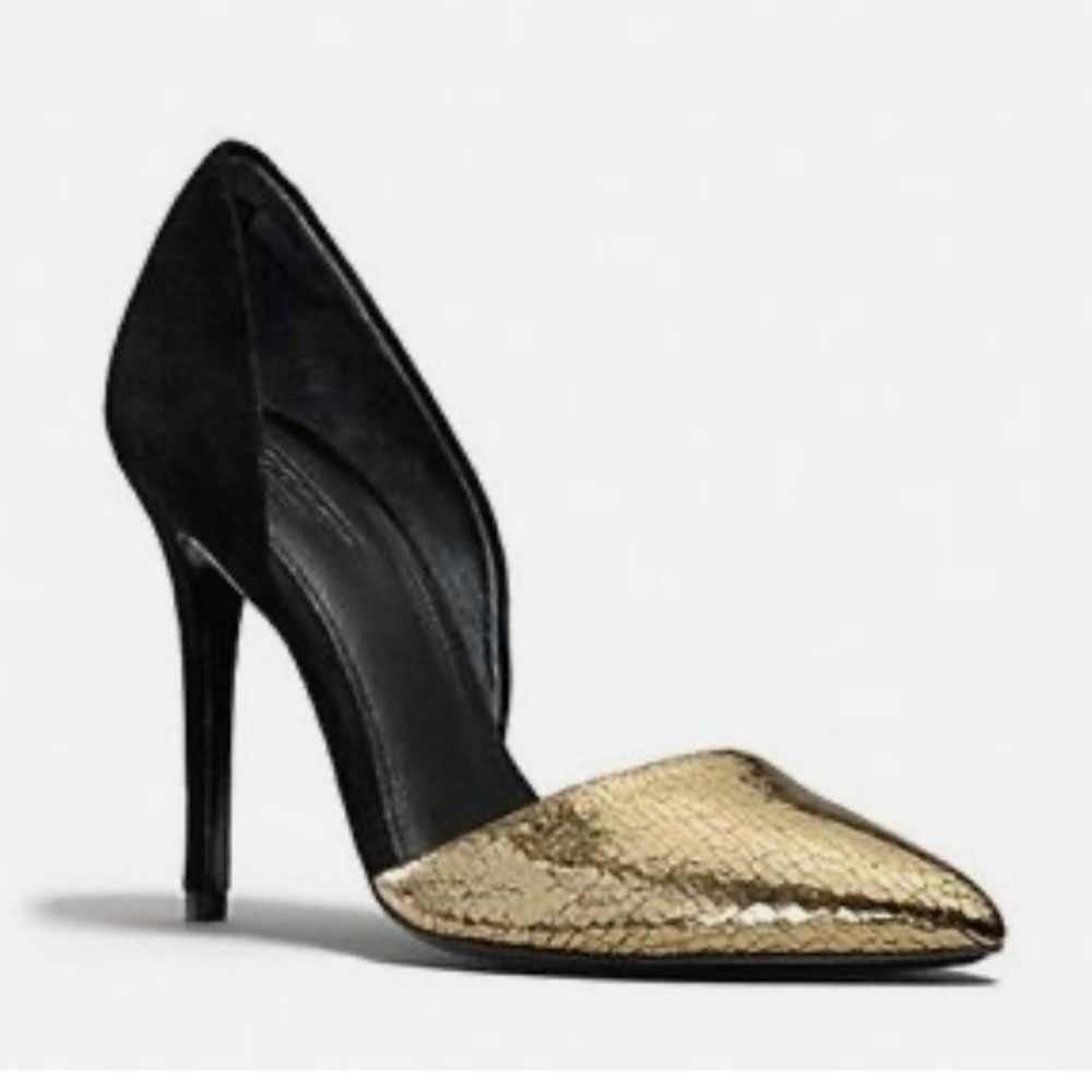Coach Hollis D’Orsay Gold Crackle Pump